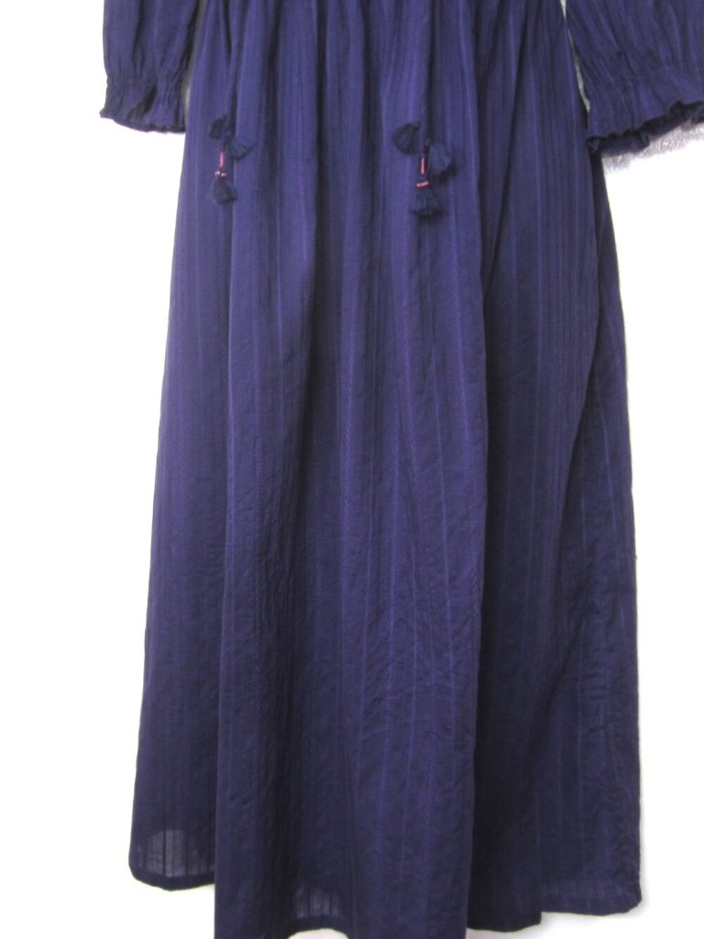 April Cornell Purple Size XS Dress Embroidered 3/4 Short Sleeve Tie Back Belt - Picture 4 of 13